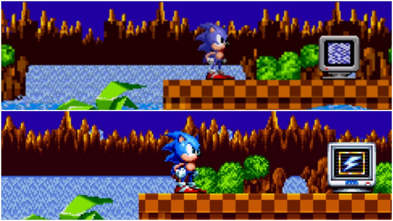 Wait. That’s not supposed to be there. (Screenshots: Sonic The Hedgehog/Sonic Mania)
